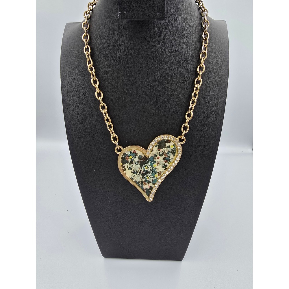 Kensie Gold Tone Multicolored Abstract Heart Pendant‎ Necklace with Rhinestones